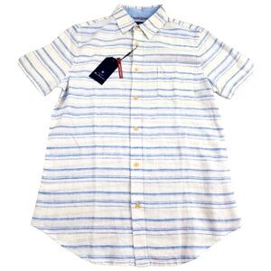 NWT Ben Sherman Men’s Linen‎ Blend Striped Short Sleeve Shirt Summer Vacation